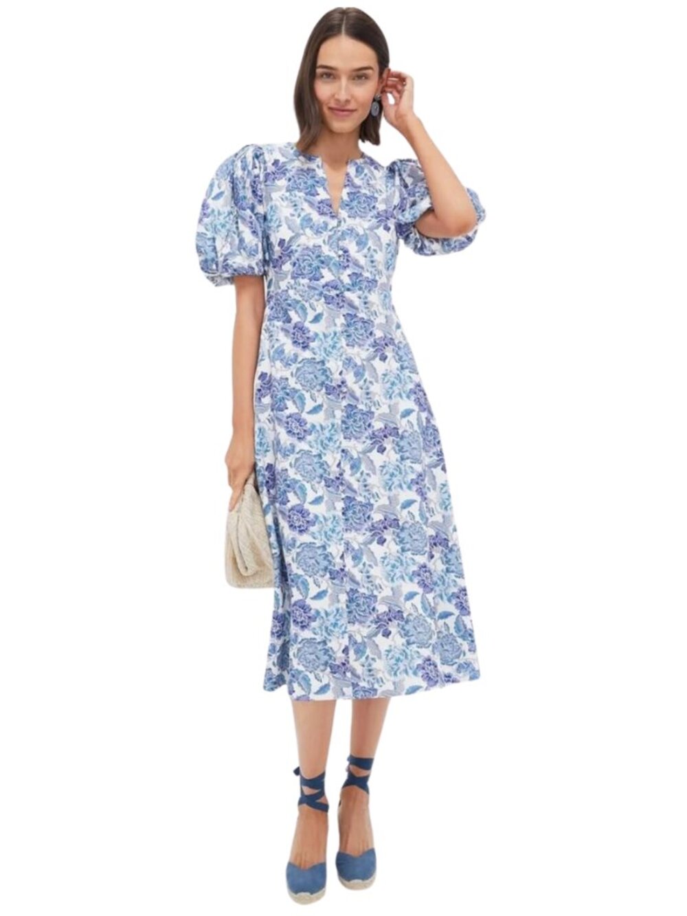 Tuckernuck HYACINTH HOUSE Steel Blue Floral Brody Midi Dress Size XL NWT